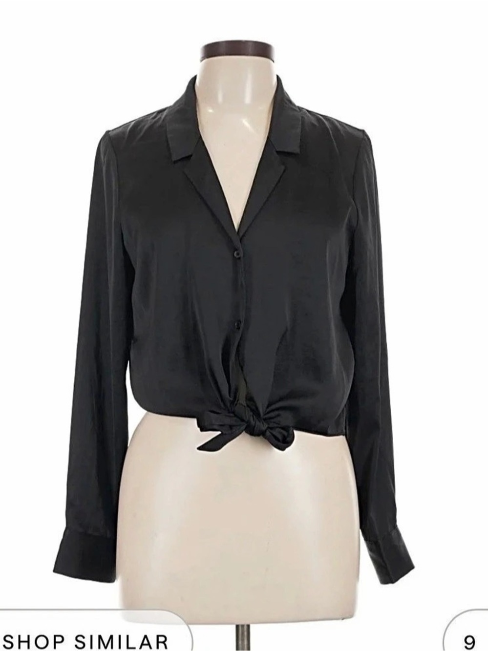 Wilfred Tie-Front Satin Blouse Black Size Small